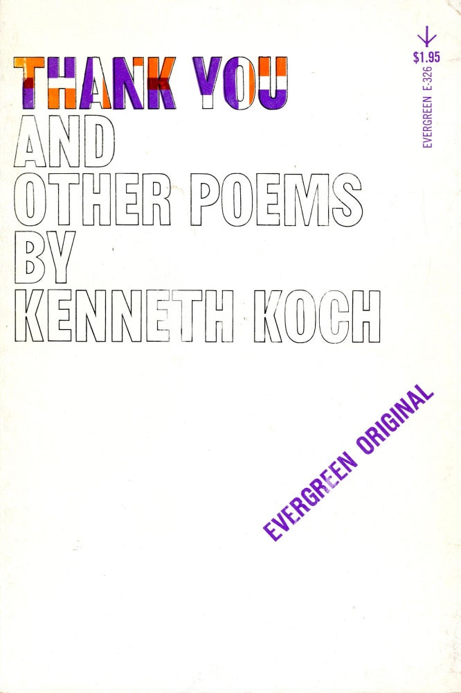 Item #3715 Thank You and Other Poems. Kenneth KOCH.