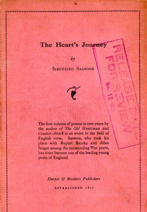 Item #4387 The Heart's Journey. Siegfried SASSOON