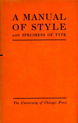 Item #4426 A Manual of Style with Specimens of Type