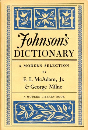 Item #5359 Johnson's Dictionary. E. L. McADAM Jr., George Milne