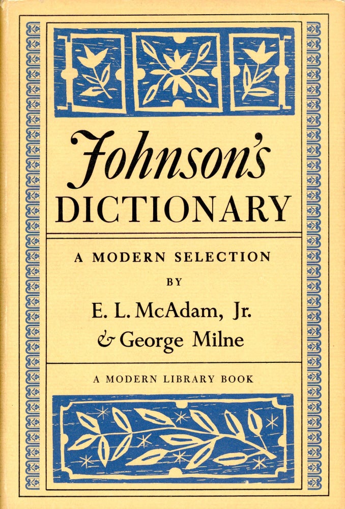 Item #5359 Johnson's Dictionary. E. L. McADAM Jr., George Milne.