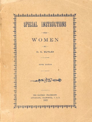 Item #8326 Special Instructions for Women. H. E BUTLER
