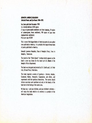 Selected Poems and Eye-Poems 1940&ndash;1970